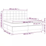 fekete bársony rugós és LED-es ágy matraccal 200x200 cm