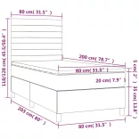 fekete bársony rugós és LED-es ágy matraccal 80 x 200 cm