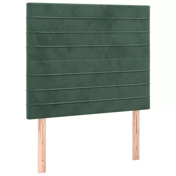 sötétzöld bársony rugós és LED-es ágy matraccal 80 x 200 cm