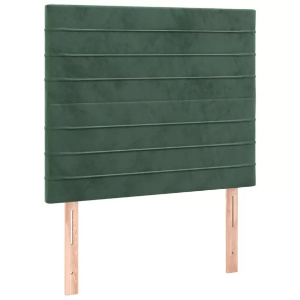 sötétzöld bársony rugós és LED-es ágy matraccal 90x190 cm