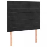 fekete bársony rugós és LED-es ágy matraccal 90x200 cm