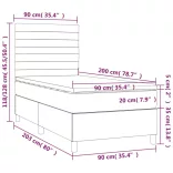 sötétzöld bársony rugós és LED-es ágy matraccal 90x200 cm