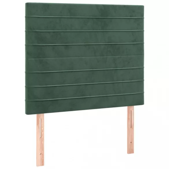 sötétzöld bársony rugós és LED-es ágy matraccal 100x200 cm