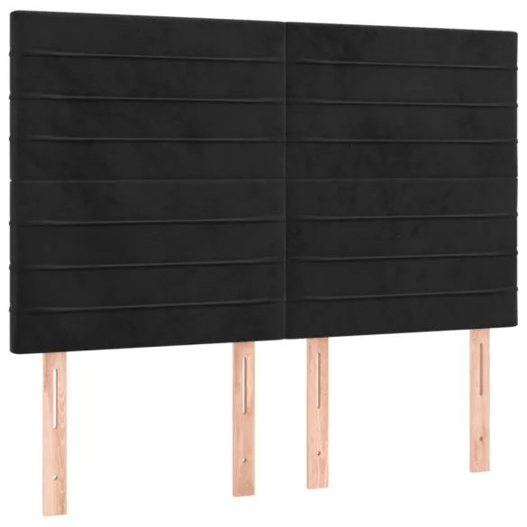 fekete bársony rugós és LED-es ágy matraccal 140x200 cm