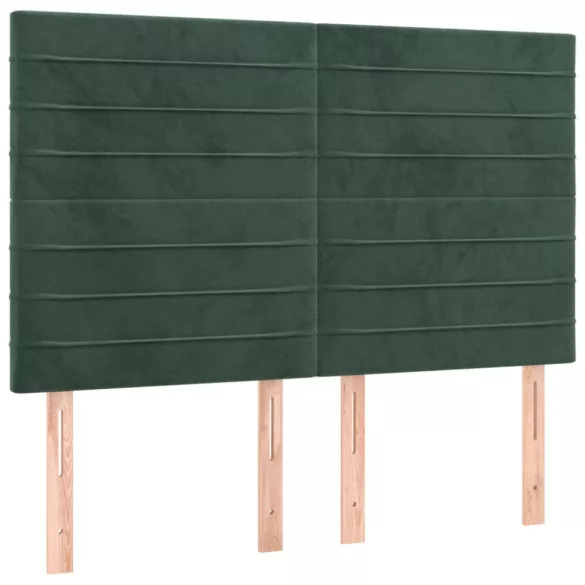 sötétzöld bársony rugós és LED-es ágy matraccal 140x200 cm