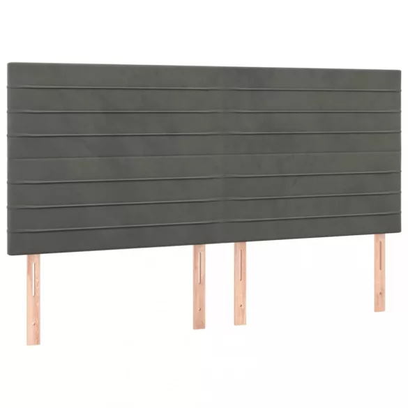 sötétszürke bársony rugós és LED-es ágy matraccal 160x200 cm