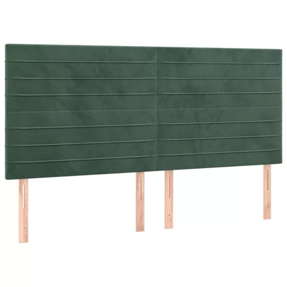 sötétzöld bársony rugós és LED-es ágy matraccal 180x200 cm