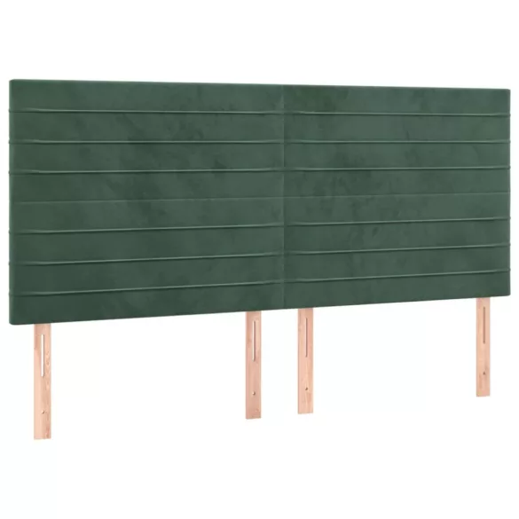 sötétzöld bársony rugós és LED-es ágy matraccal 200x200 cm
