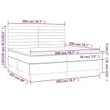 sötétzöld bársony rugós és LED-es ágy matraccal 200x200 cm