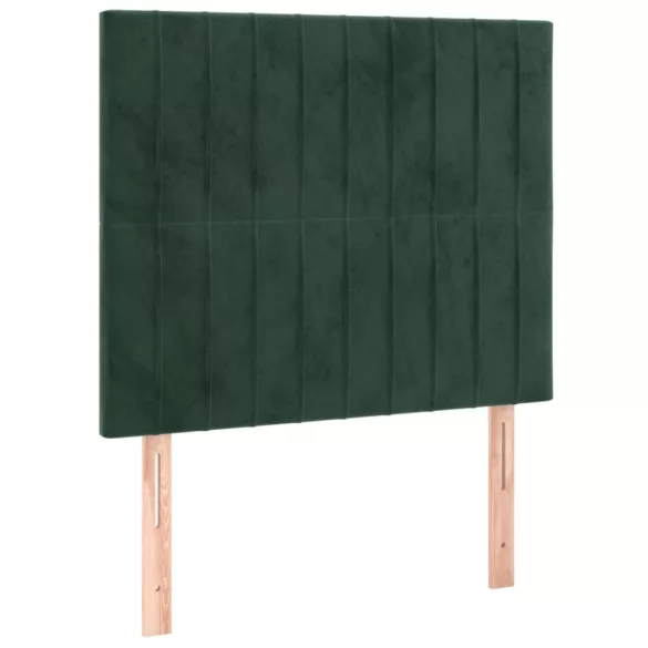 sötétzöld bársony rugós és LED-es ágy matraccal 80 x 200 cm