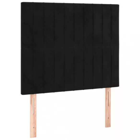 fekete bársony rugós és LED-es ágy matraccal 90x190 cm