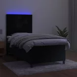 fekete bársony rugós és LED-es ágy matraccal 90x200 cm