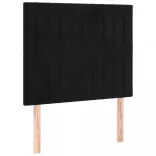 fekete bársony rugós és LED-es ágy matraccal 90x200 cm