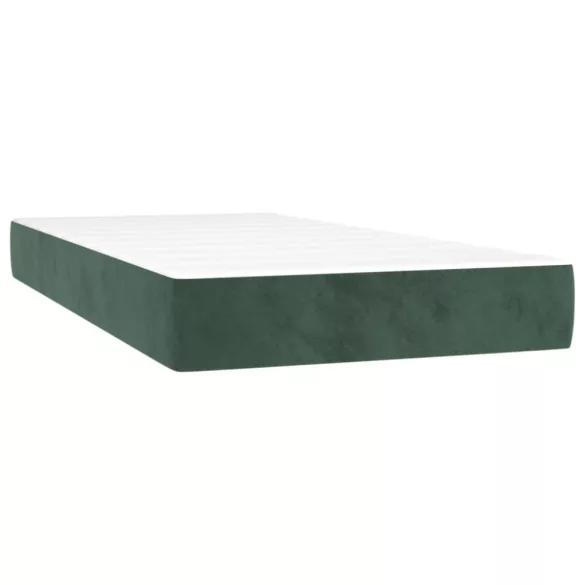 sötétzöld bársony rugós és LED-es ágy matraccal 90x200 cm