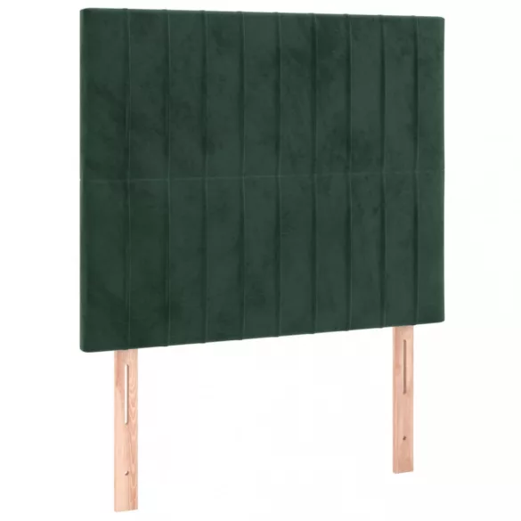 sötétzöld bársony rugós és LED-es ágy matraccal 100x200 cm
