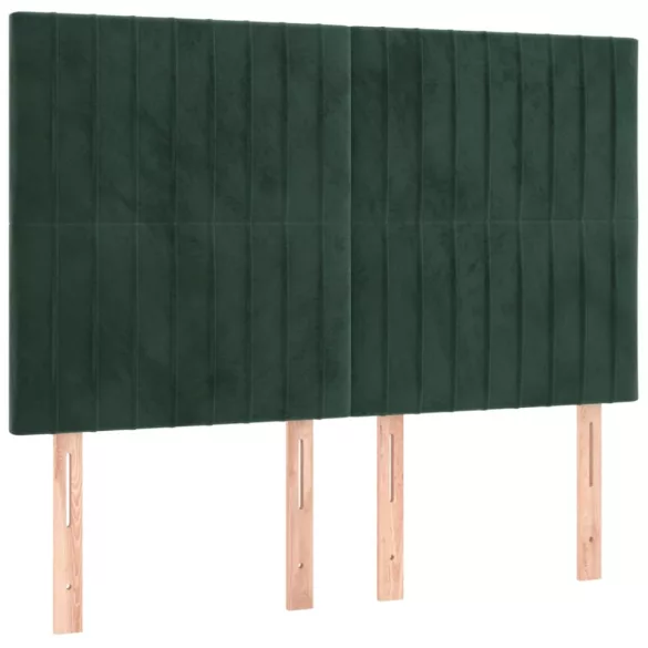 sötétzöld bársony rugós és LED-es ágy matraccal 140x190 cm