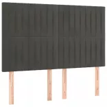 sötétszürke bársony rugós és LED-es ágy matraccal 140x200 cm