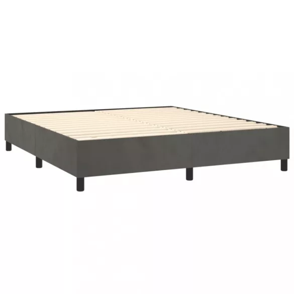 sötétszürke bársony rugós és LED-es ágy matraccal 160x200 cm