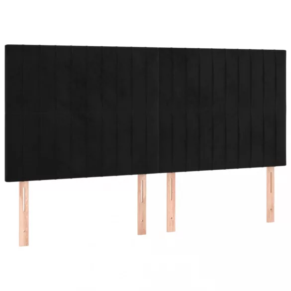 fekete bársony rugós és LED-es ágy matraccal 160x200 cm
