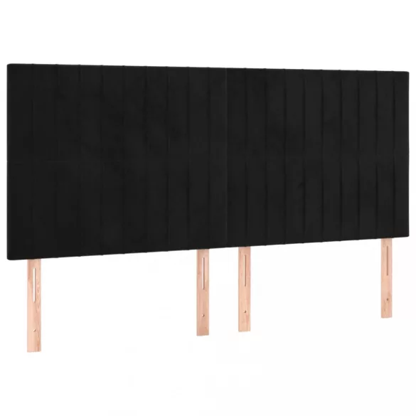 fekete bársony rugós és LED-es ágy matraccal 180x200 cm