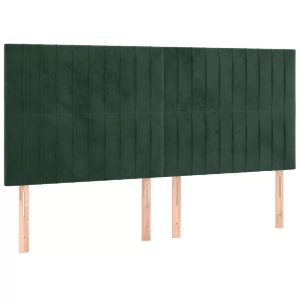 sötétzöld bársony rugós és LED-es ágy matraccal 180x200 cm