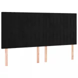 fekete bársony rugós és LED-es ágy matraccal 200x200 cm