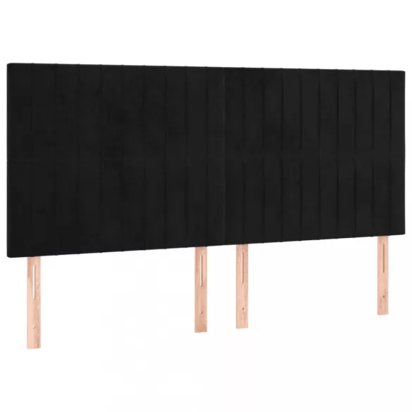 fekete bársony rugós és LED-es ágy matraccal 200x200 cm