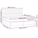 sötétzöld bársony rugós és LED-es ágy matraccal 200x200 cm