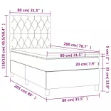 fekete bársony rugós és LED-es ágy matraccal 80 x 200 cm