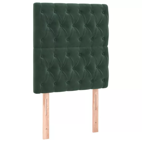 sötétzöld bársony rugós és LED-es ágy matraccal 80 x 200 cm