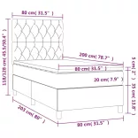 sötétzöld bársony rugós és LED-es ágy matraccal 80 x 200 cm