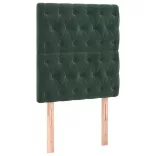 sötétzöld bársony rugós és LED-es ágy matraccal 90x190 cm