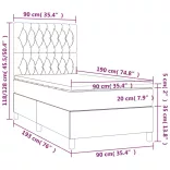 sötétzöld bársony rugós és LED-es ágy matraccal 90x190 cm