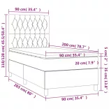 fekete bársony rugós és LED-es ágy matraccal 90x200 cm