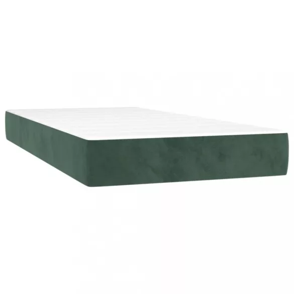 sötétzöld bársony rugós és LED-es ágy matraccal 90x200 cm