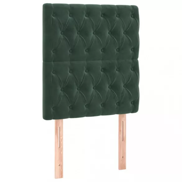 sötétzöld bársony rugós és LED-es ágy matraccal 90x200 cm