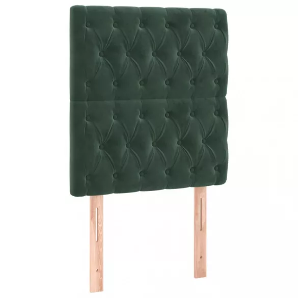 sötétzöld bársony rugós és LED-es ágy matraccal 100x200 cm