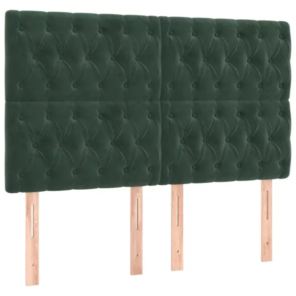 sötétzöld bársony rugós és LED-es ágy matraccal 140x200 cm