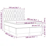 sötétzöld bársony rugós és LED-es ágy matraccal 140x200 cm