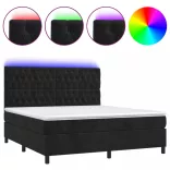 fekete bársony rugós és LED-es ágy matraccal 180x200 cm