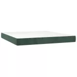 sötétzöld bársony rugós és LED-es ágy matraccal 180x200 cm