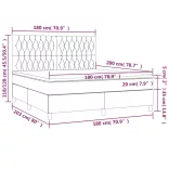 sötétzöld bársony rugós és LED-es ágy matraccal 180x200 cm