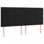 fekete bársony rugós és LED-es ágy matraccal 200x200 cm