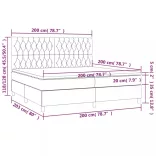fekete bársony rugós és LED-es ágy matraccal 200x200 cm