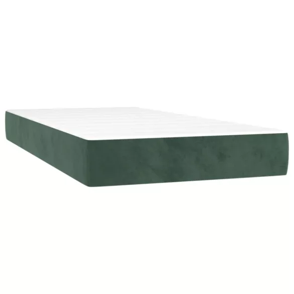 sötétzöld bársony rugós és LED-es ágy matraccal 80 x 200 cm