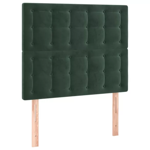 sötétzöld bársony rugós és LED-es ágy matraccal 80 x 200 cm