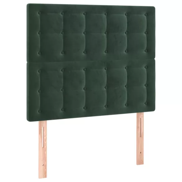 sötétzöld bársony rugós és LED-es ágy matraccal 90x200 cm