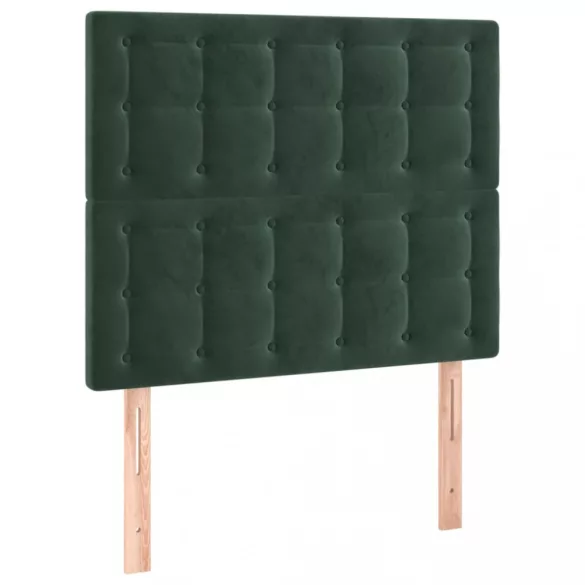 sötétzöld bársony rugós és LED-es ágy matraccal 100x200 cm