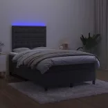 fekete bársony rugós és LED-es ágy matraccal 120x200 cm