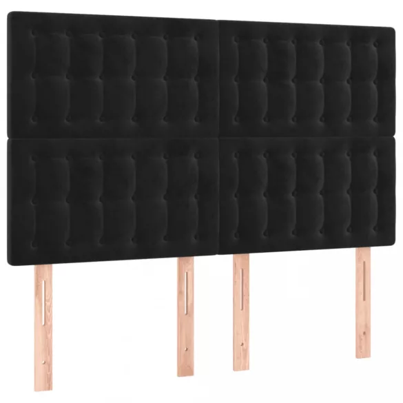 fekete bársony rugós és LED-es ágy matraccal 140x190 cm